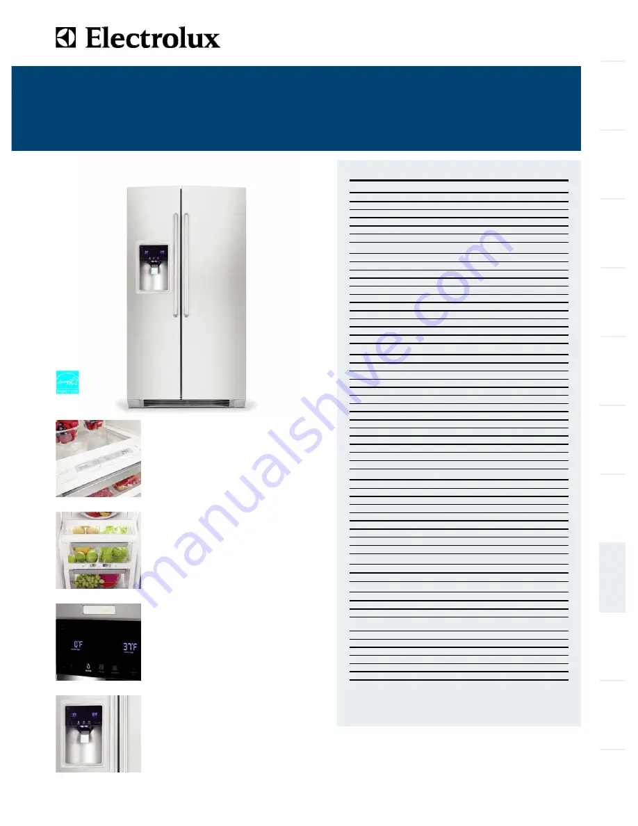 Electrolux EW26SS70IS - 25.9 cu. Ft. Refrigerator Specifications Download Page 1