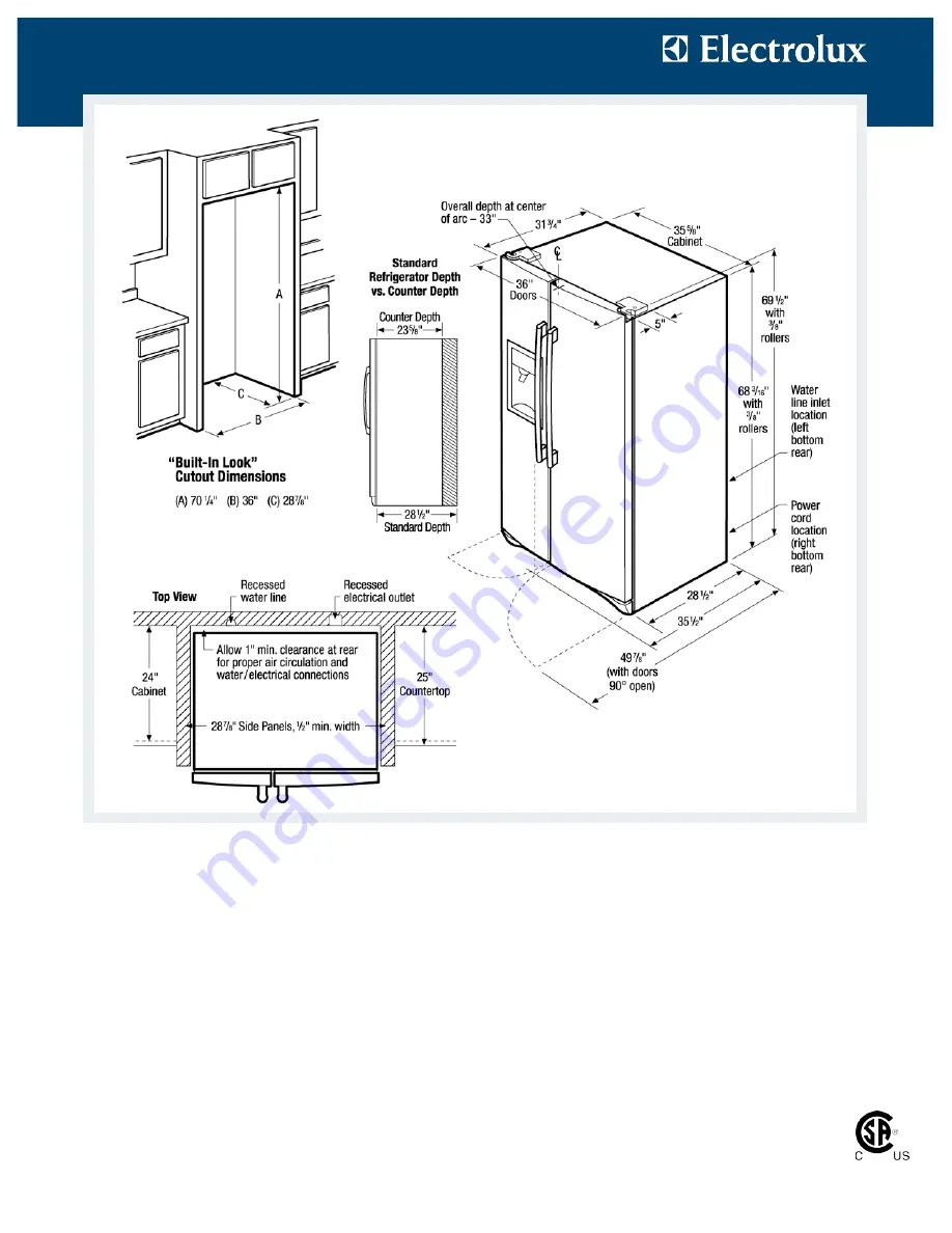 Electrolux EW26SS70IS - 25.9 cu. Ft. Refrigerator Specifications Download Page 2