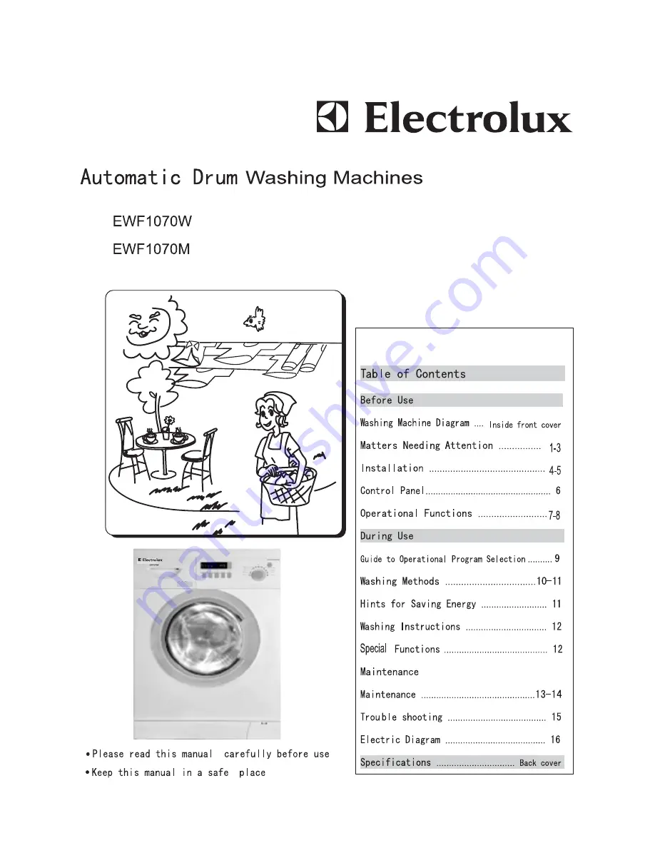 Electrolux EWF1070M User Manual Download Page 1