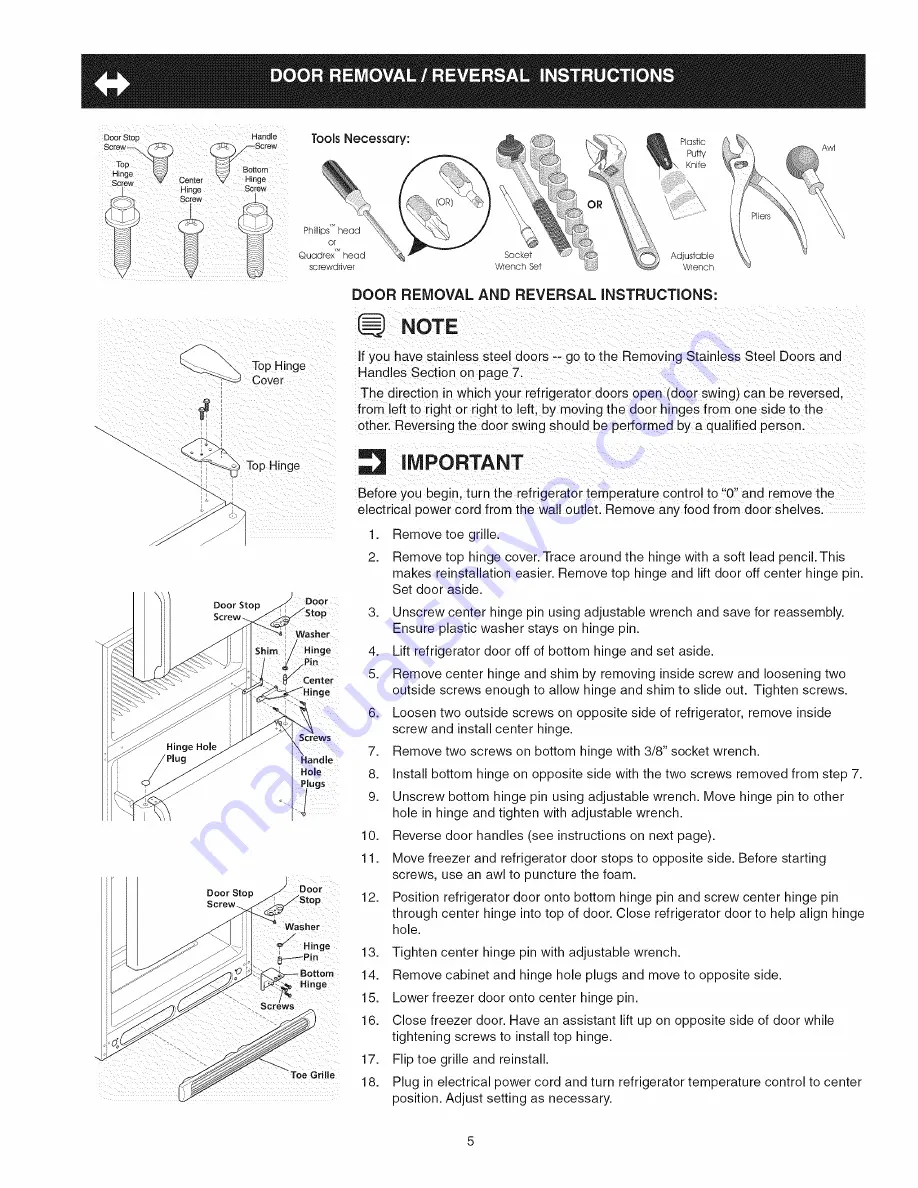 Electrolux FRT18G6JB7 Use & Care Manual Download Page 5