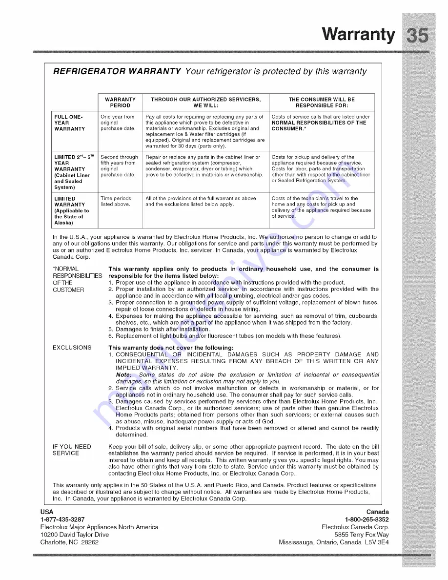 Electrolux Icon E23BC78IPSC Use & Care Manual Download Page 35