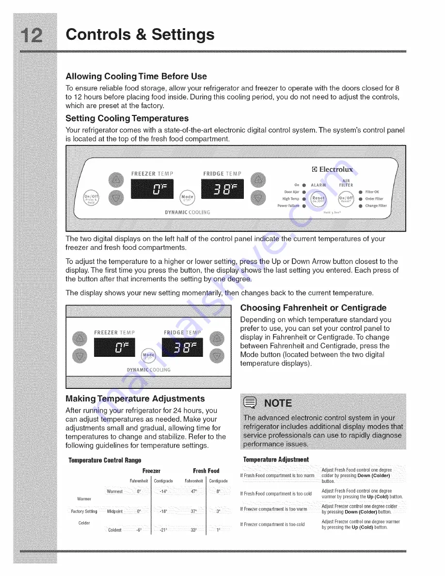 Electrolux Icon E23CS78HPS6 Use & Care Manual Download Page 12