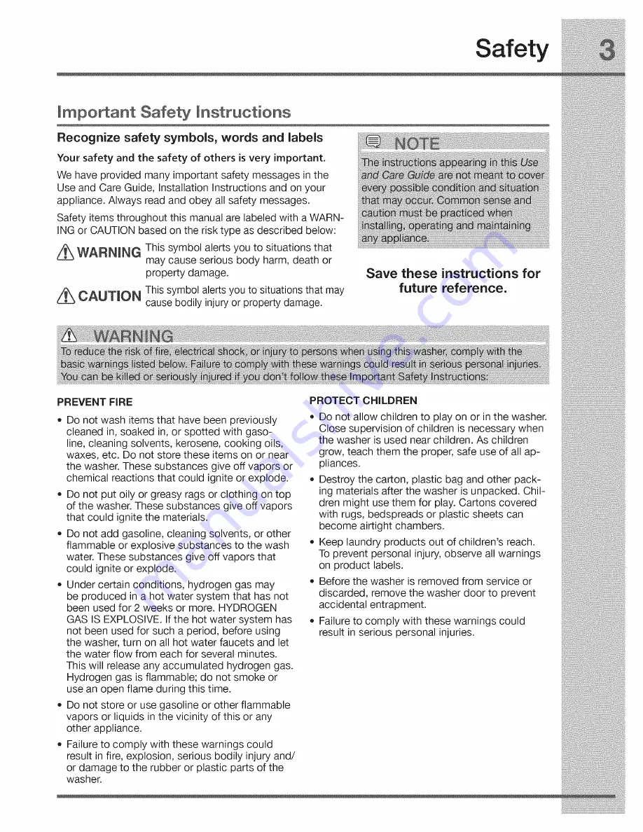 Electrolux IQ-Touch EIFLW50LIW0 Use & Care Manual Download Page 3