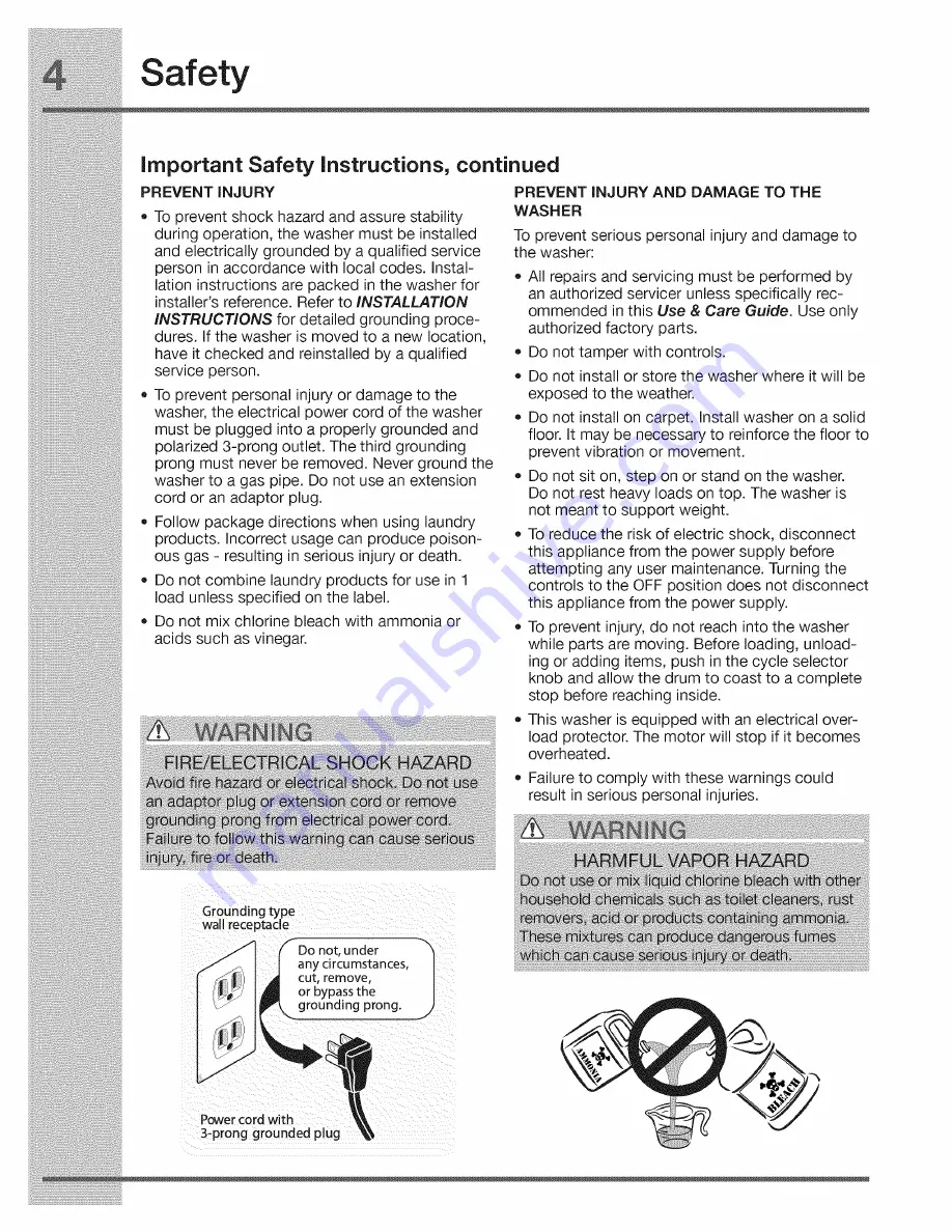 Electrolux IQ-Touch EIFLW50LIW0 Use & Care Manual Download Page 4