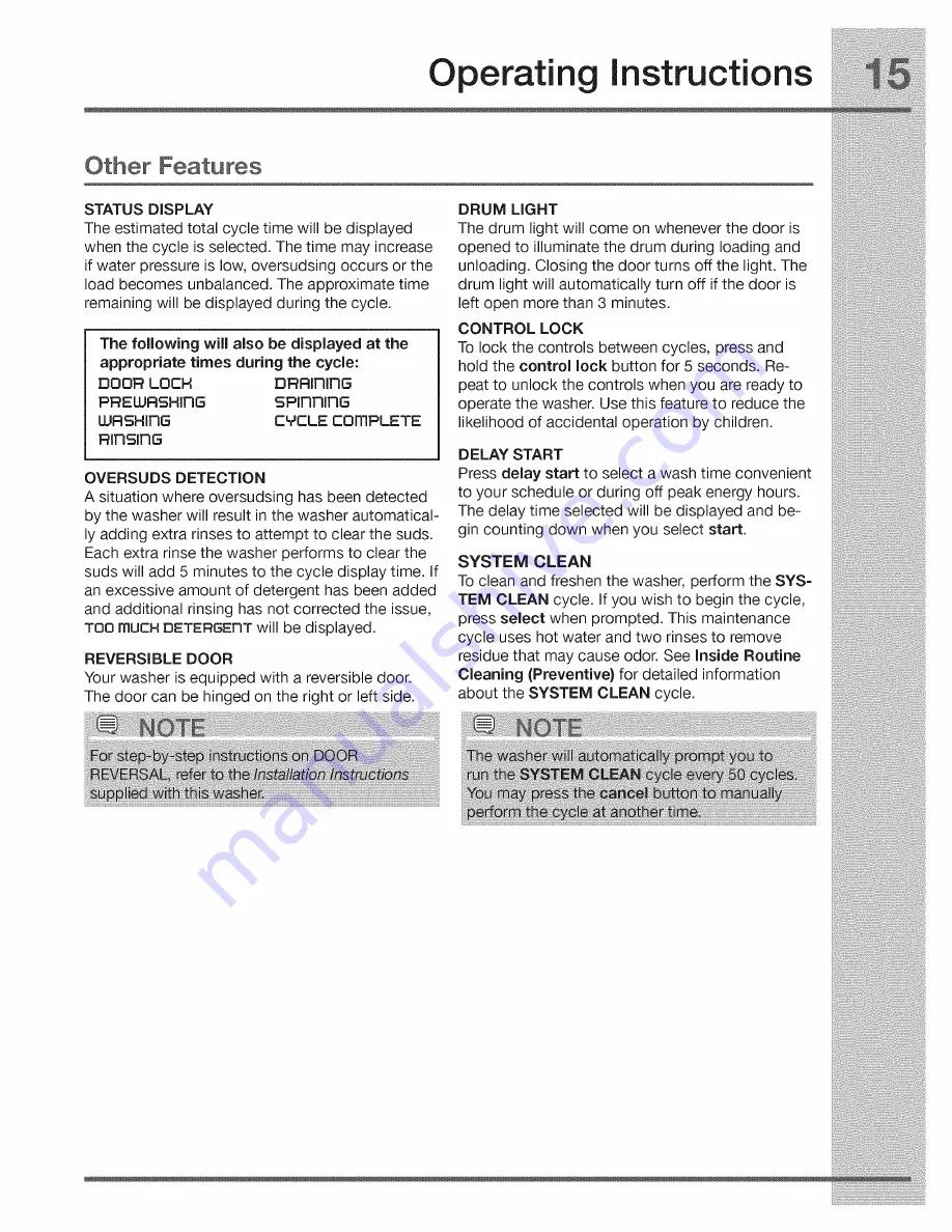 Electrolux IQ-Touch EIFLW50LIW0 Use & Care Manual Download Page 15