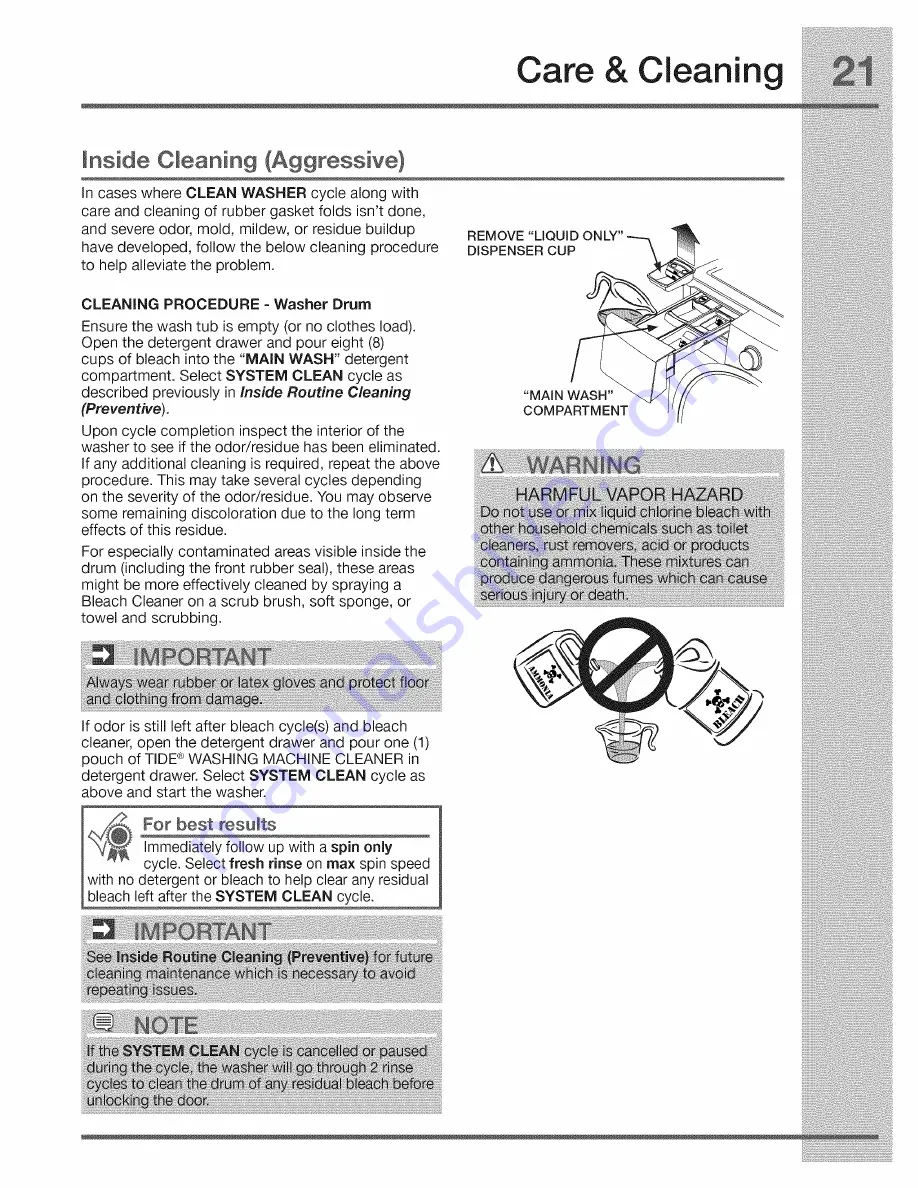 Electrolux IQ-Touch EIFLW50LIW0 Use & Care Manual Download Page 21