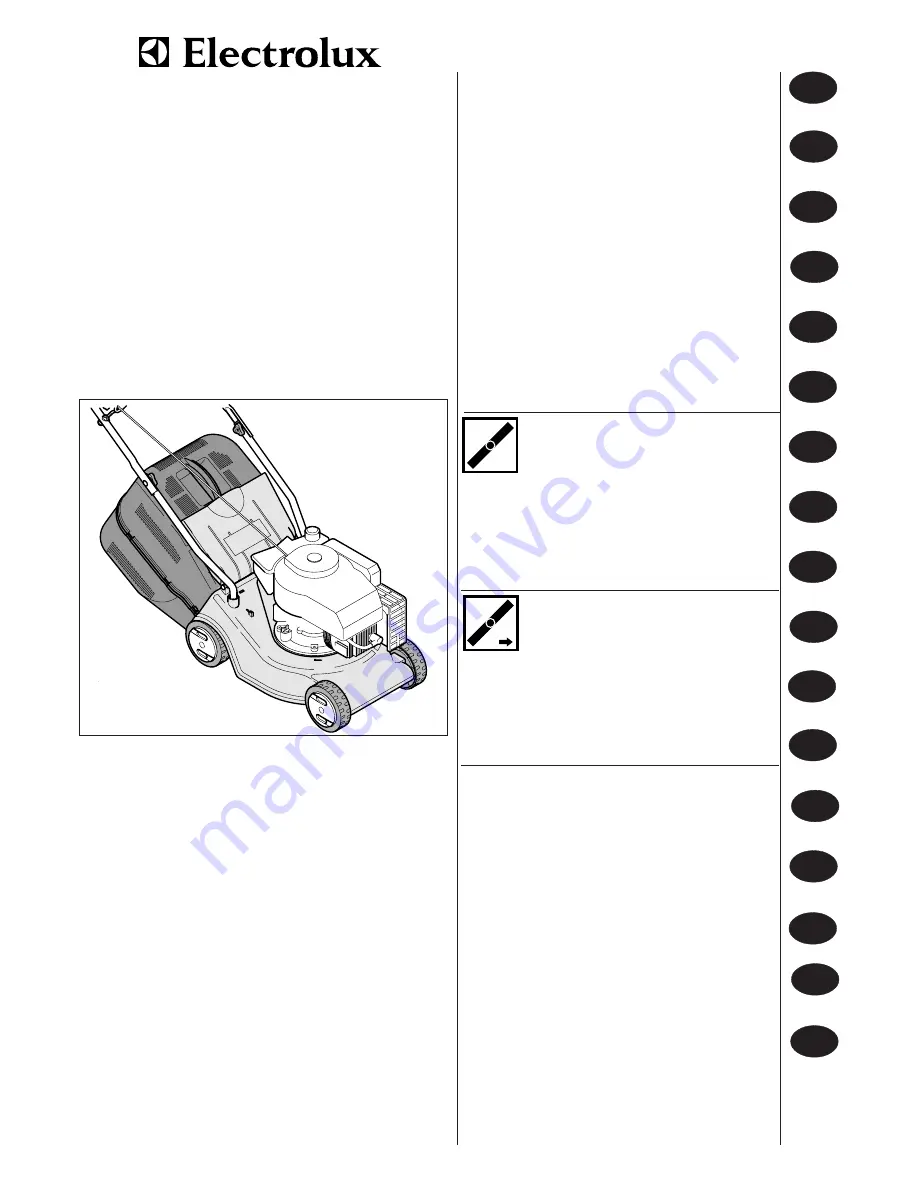 Electrolux Lawn mower with petrol engine Скачать руководство пользователя страница 1