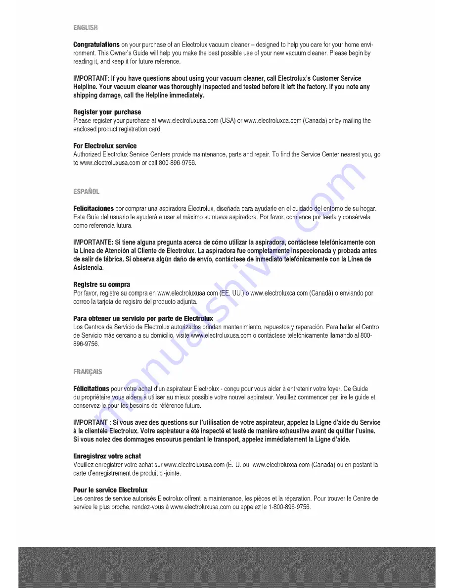 Electrolux Nimble Owner'S Manual Download Page 2