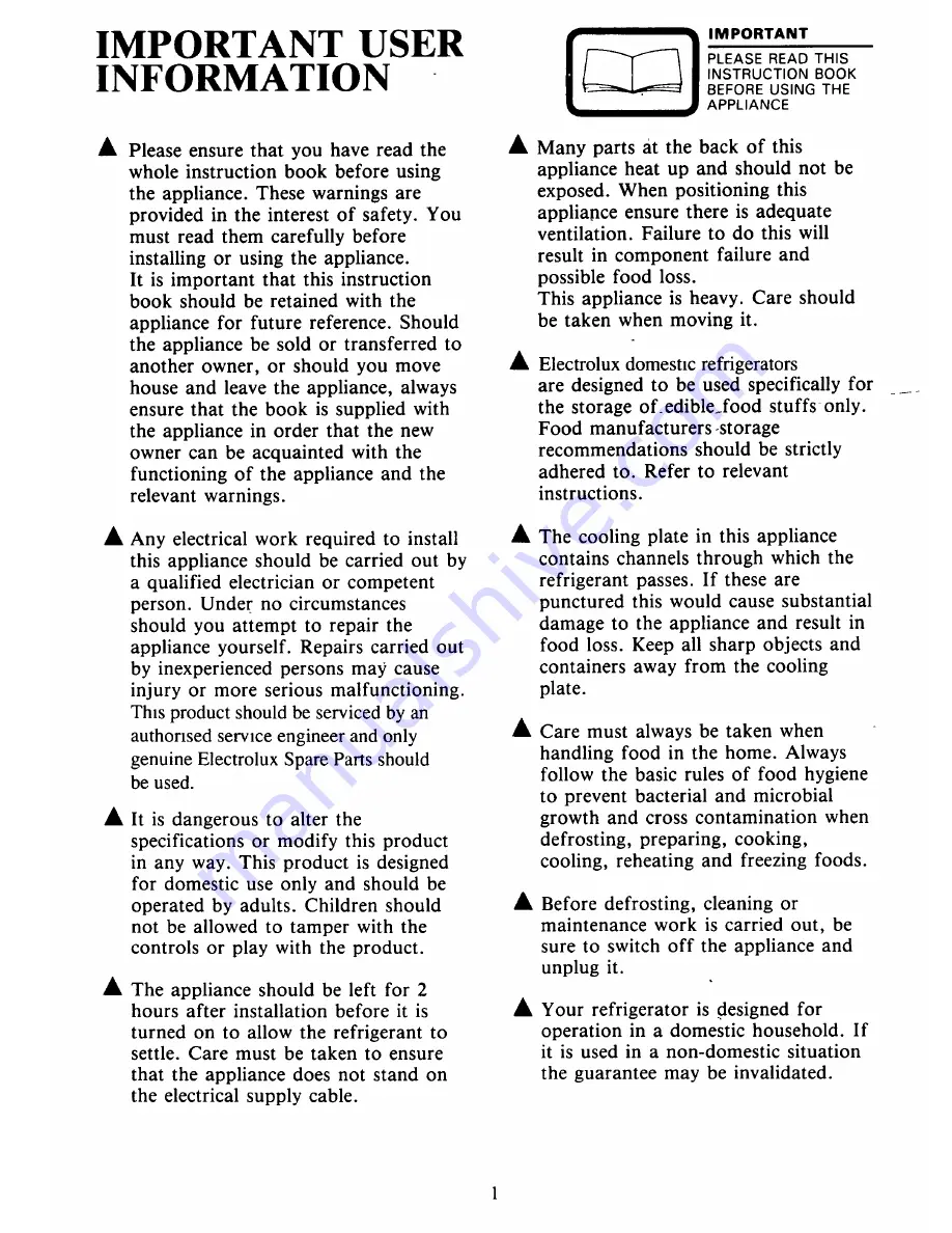 Electrolux RF 502 Instructions Manual Download Page 3