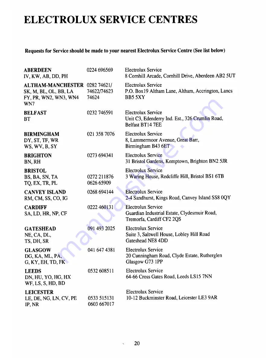 Electrolux RF 502 Instructions Manual Download Page 22