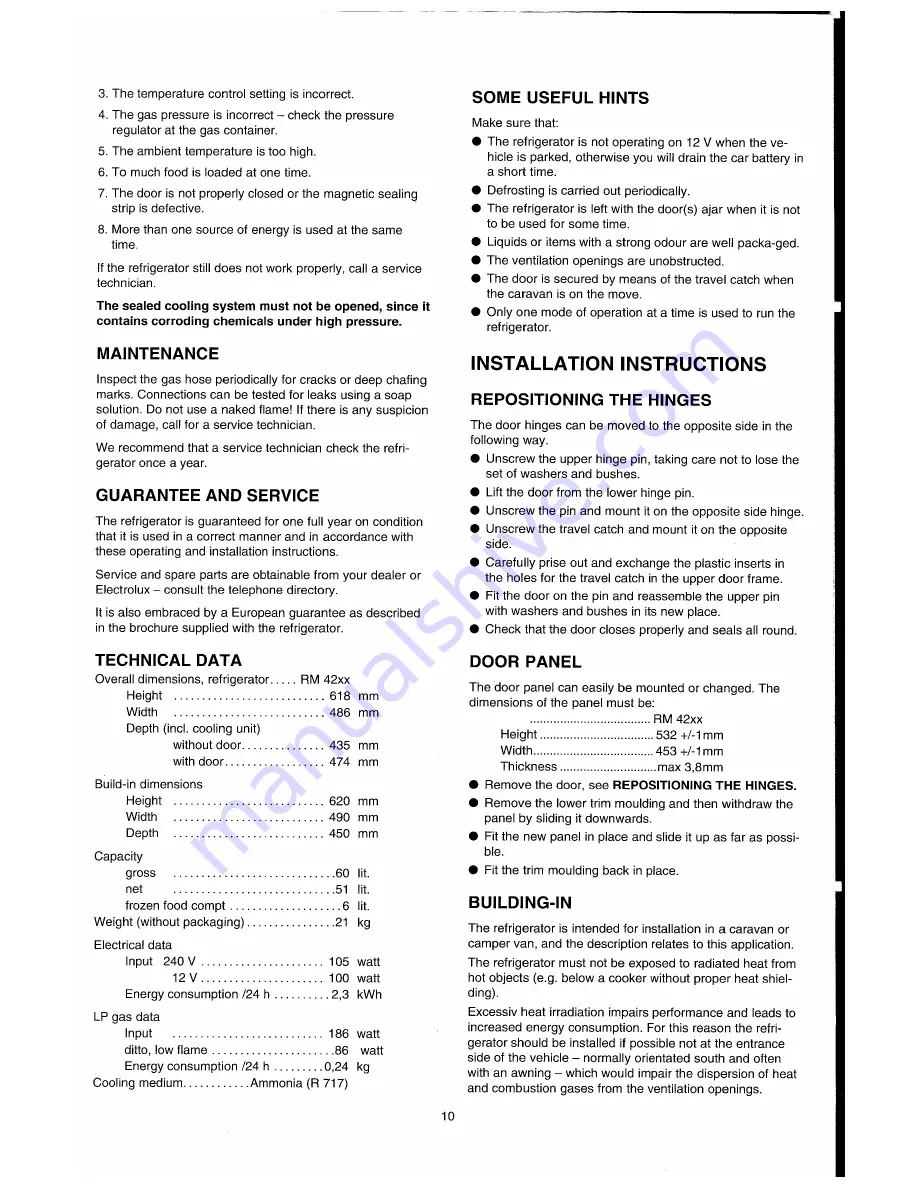 Electrolux RM 42xx Operating And Installation Instructions Download Page 5