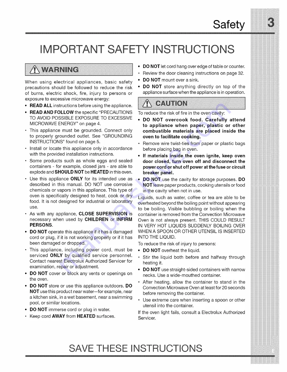 Electrolux TINSEB493MRR2 Use & Care Manual Download Page 3