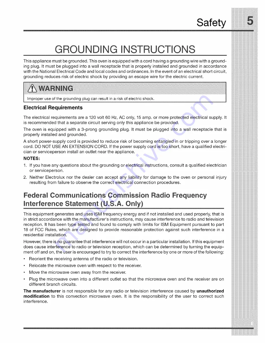 Electrolux TINSEB493MRR2 Use & Care Manual Download Page 5