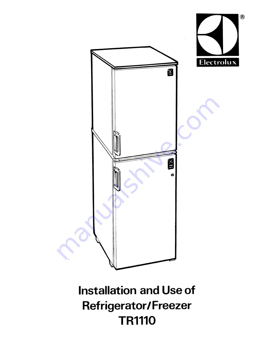 Electrolux TR1110 Installation And Use Manual Download Page 1