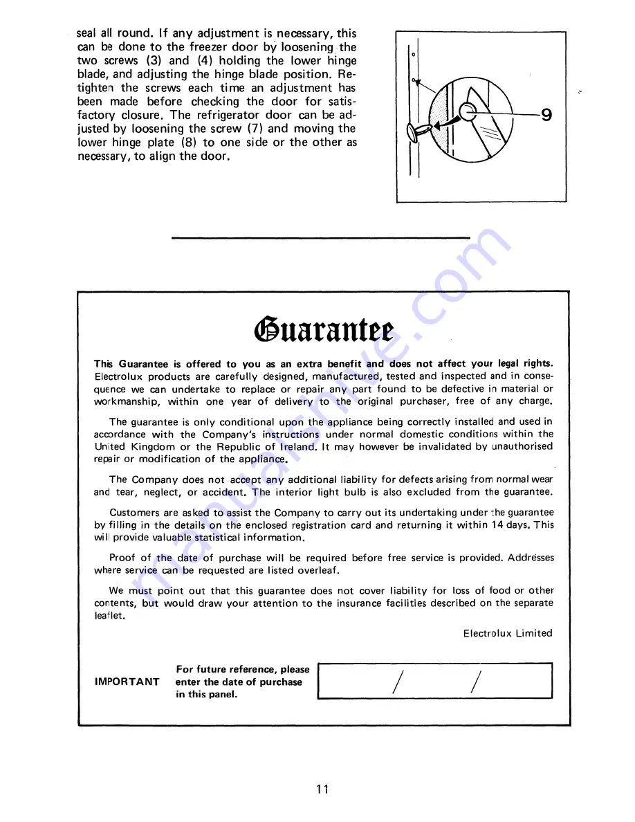 Electrolux TR1110 Installation And Use Manual Download Page 11