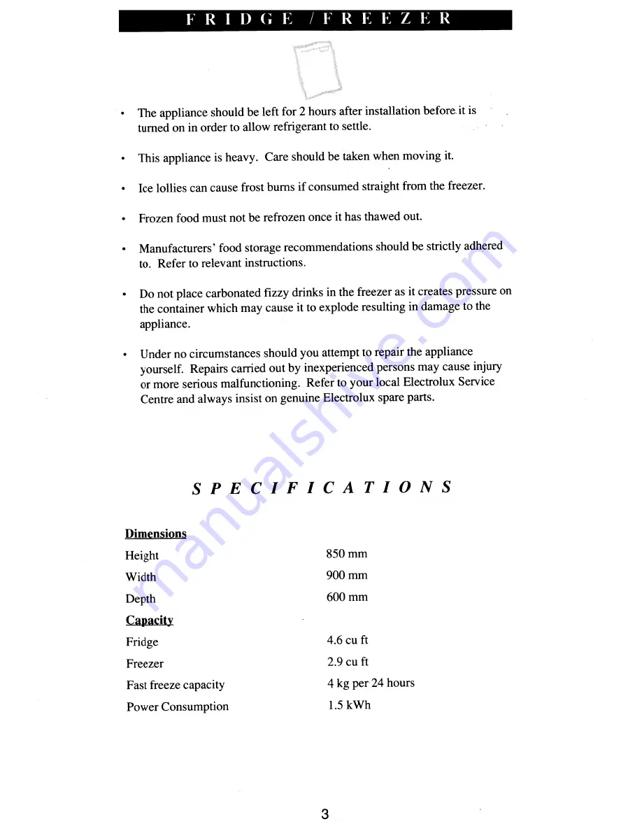 Electrolux TR5030 Linea Instruction Book Download Page 3