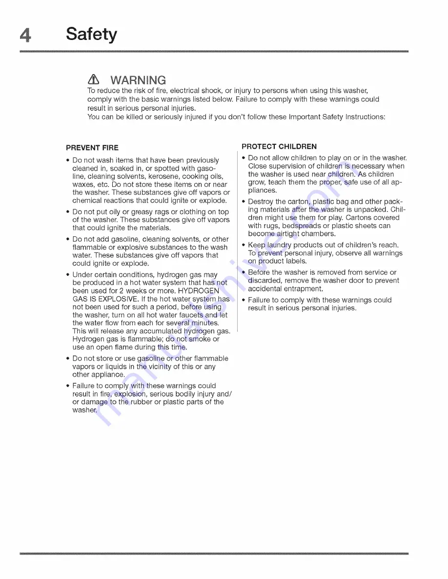 Electrolux Wave-Touch EWFLS70JIW0 Use & Care Manual Download Page 4