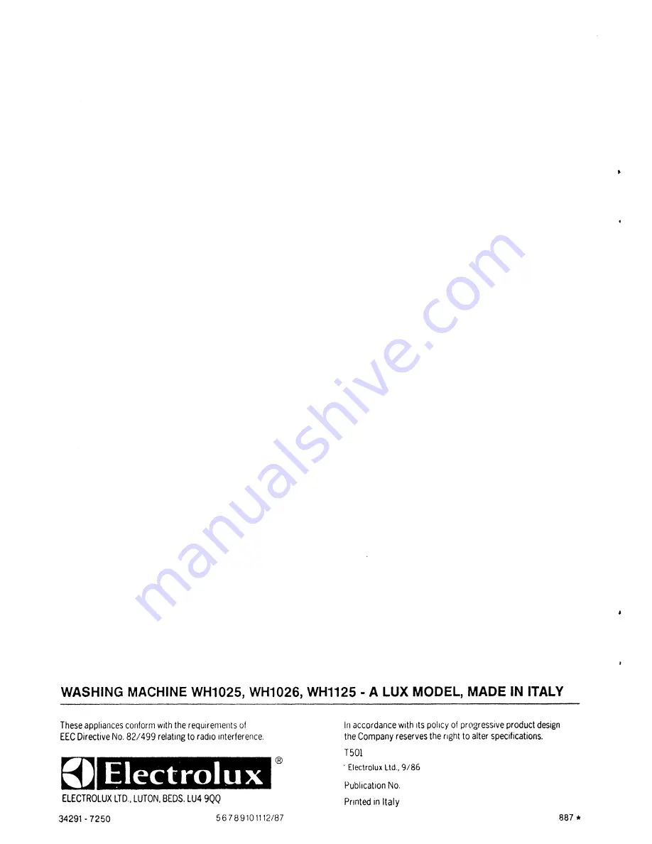 Electrolux WH1025 User Handbook Manual Download Page 28