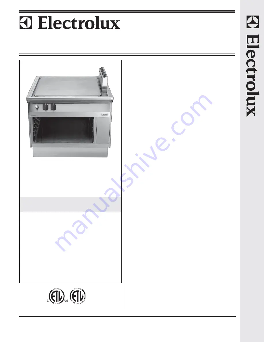 Electrolux WLGWAAOOOO Specification Sheet Download Page 1