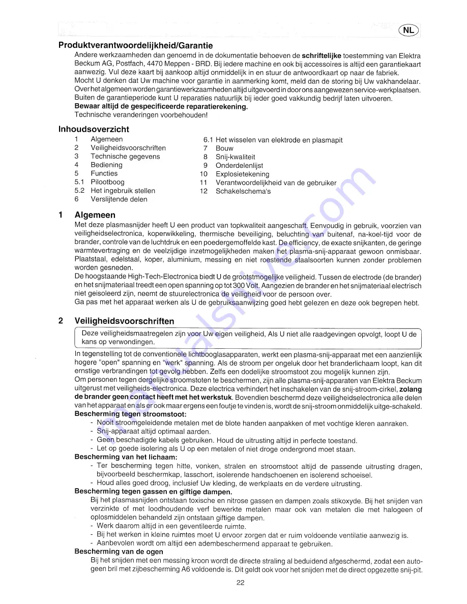 Elektra Beckum 1200 DP Operating Instructions Manual Download Page 22