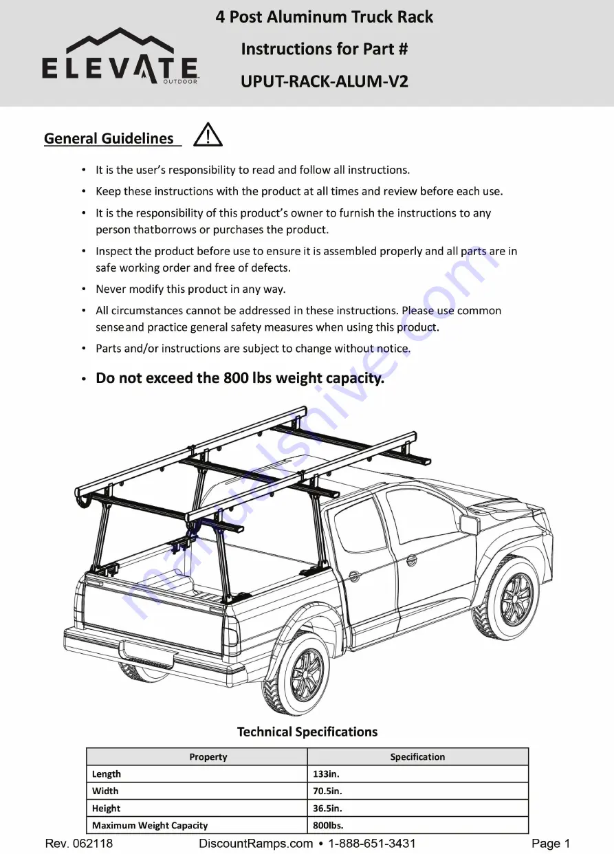 ELEVATE UPUT-RACK-ALUM-V2 Quick Start Manual Download Page 1