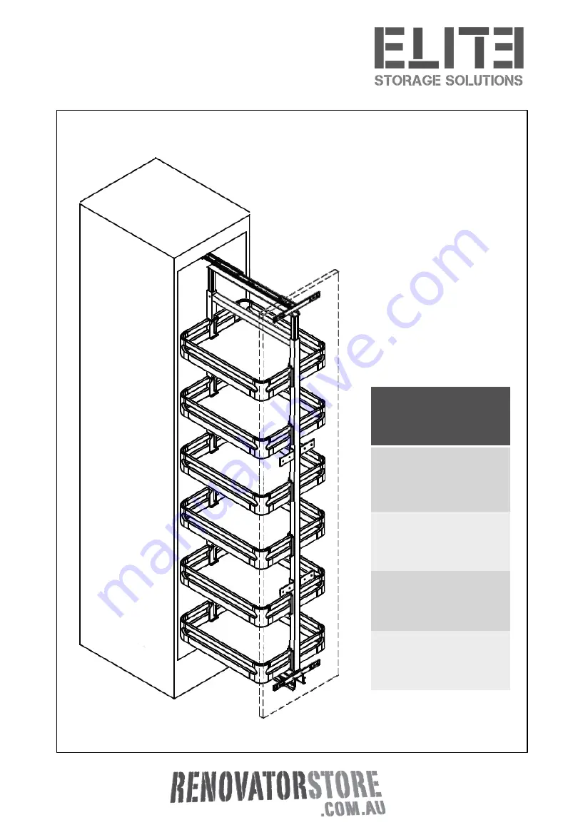 Elite Pull-Out Pantry 400MM Installation Instructions Manual Download Page 1