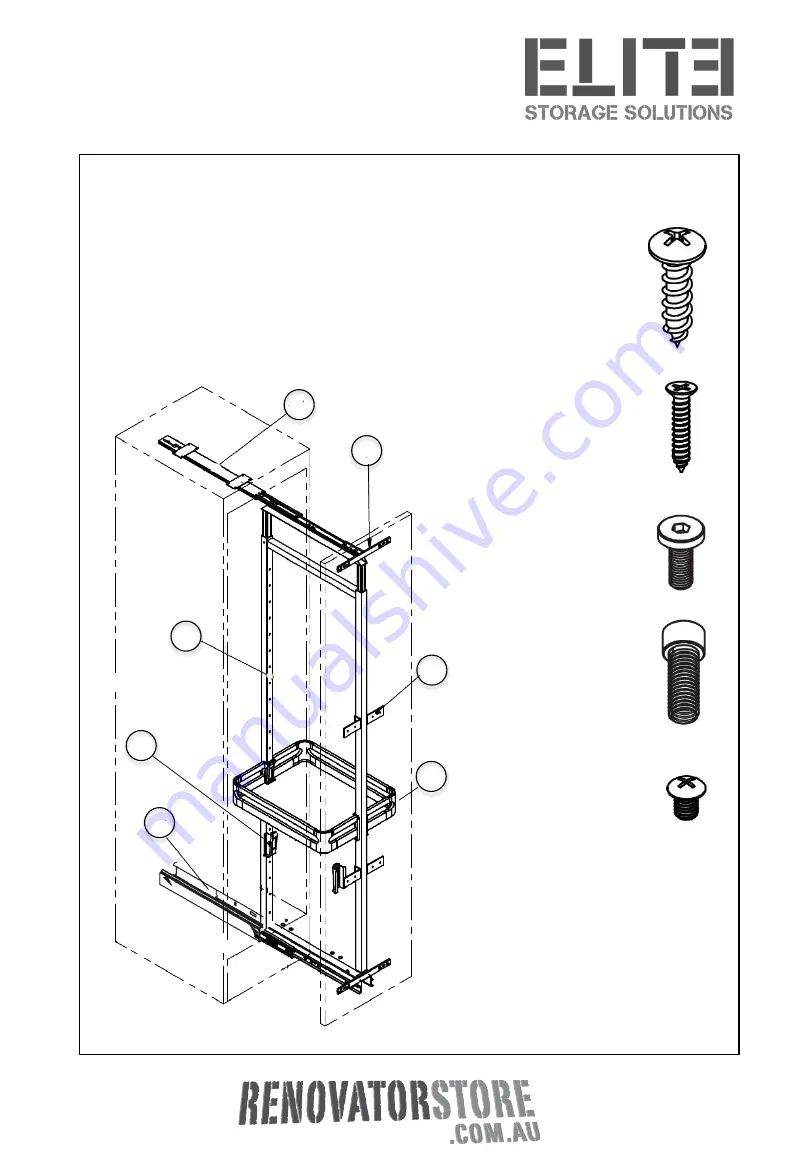 Elite Pull-Out Pantry 400MM Installation Instructions Manual Download Page 2