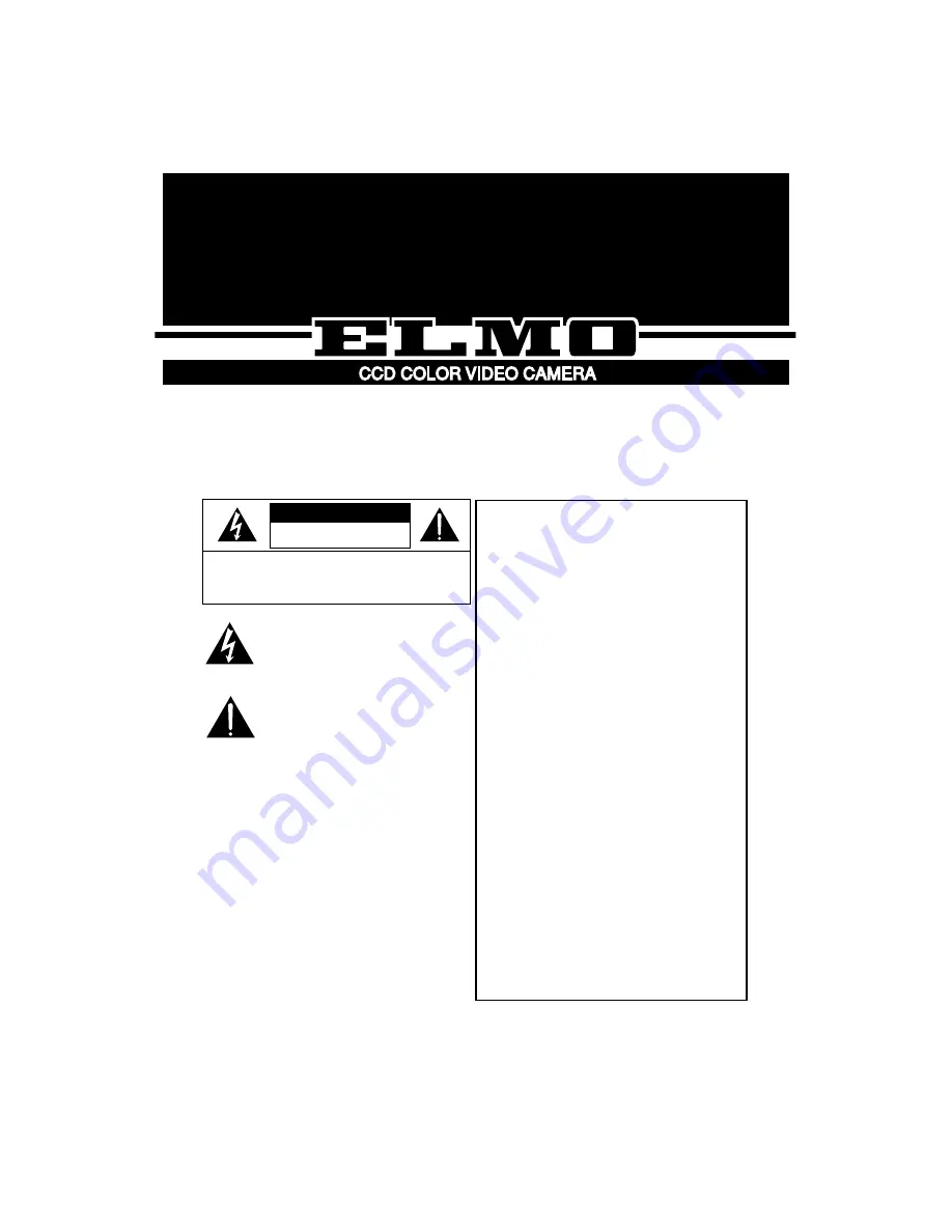 Elmo CCD Color Video Camera TNC4604 Скачать руководство пользователя страница 1