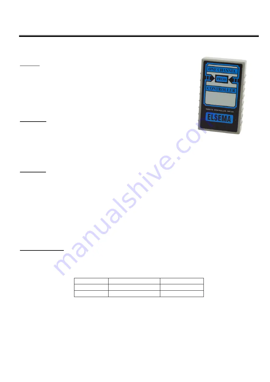 Elsema FMT-301 Manual Download Page 1