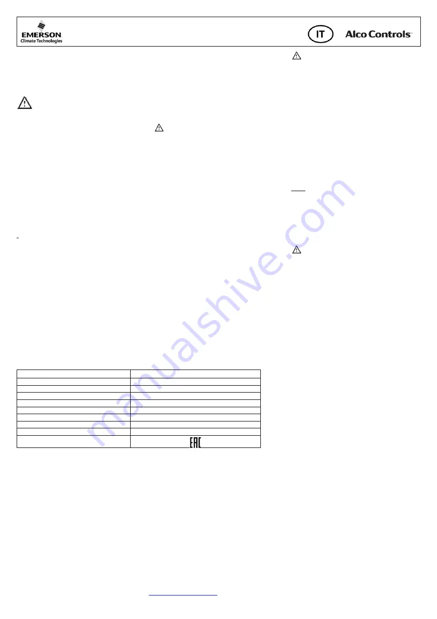 Emerson Alco Controls CVE-014 Operating Instruction Download Page 5