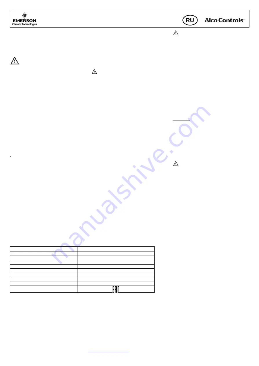 Emerson Alco Controls CVE-014 Operating Instruction Download Page 6