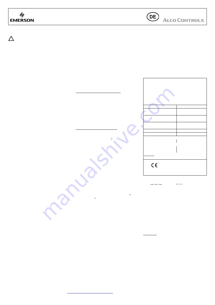 Emerson Alco Controls TS1 Series Скачать руководство пользователя страница 2