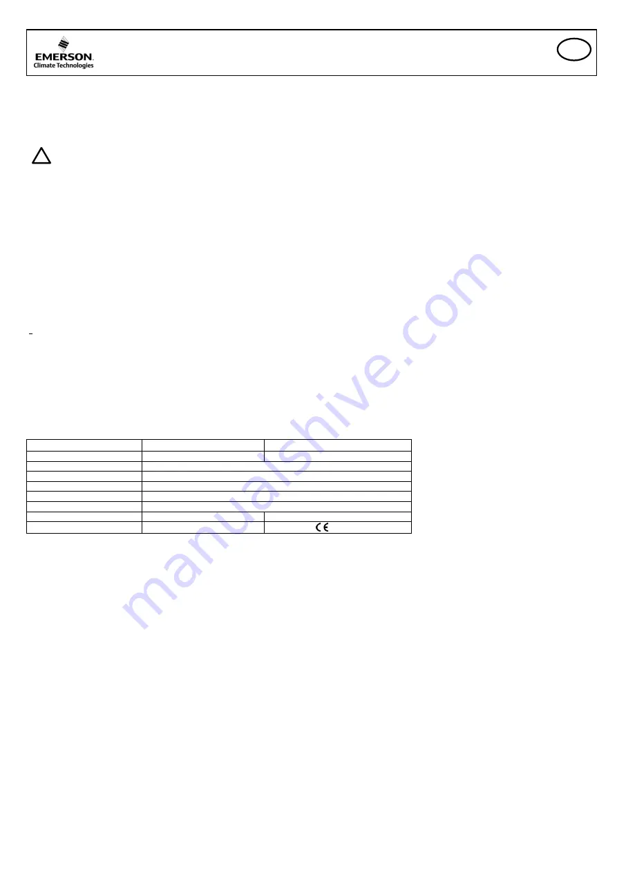 Emerson BVE Series Operating Instructions Manual Download Page 4