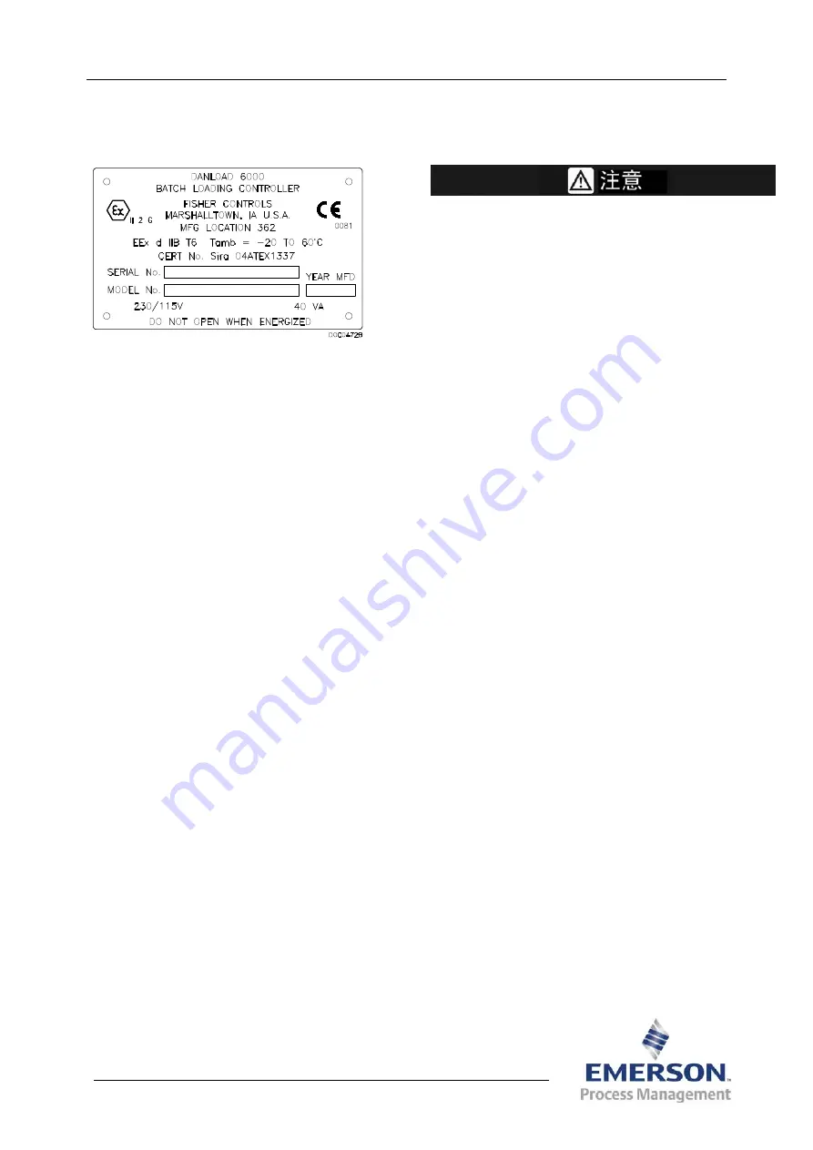 Emerson DanLoad 6000 Safe Use Instructions Download Page 49