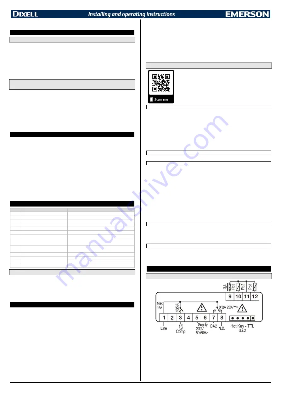 Emerson DIXELL XR30CHC Installing And Operating Instructions Download Page 5