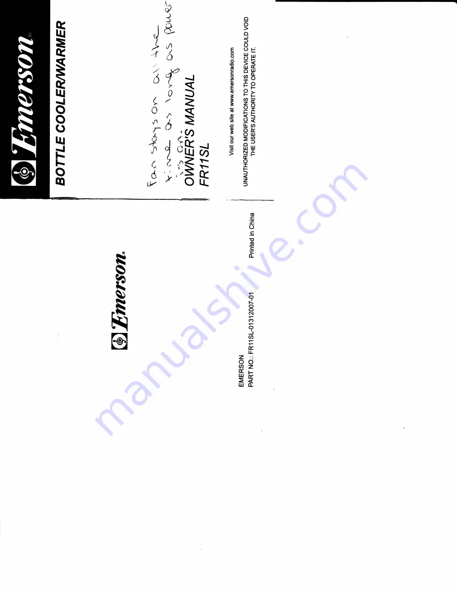 Emerson FR11SL Owner'S Manual Download Page 1