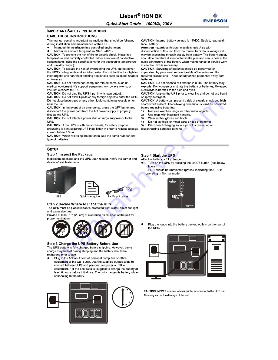 Emerson Liebert itON BX Quick Start Manual Download Page 1