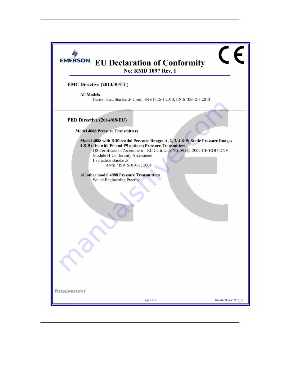 Emerson Rosemount 4088B MultiVariable Quick Start Manual Download Page 37