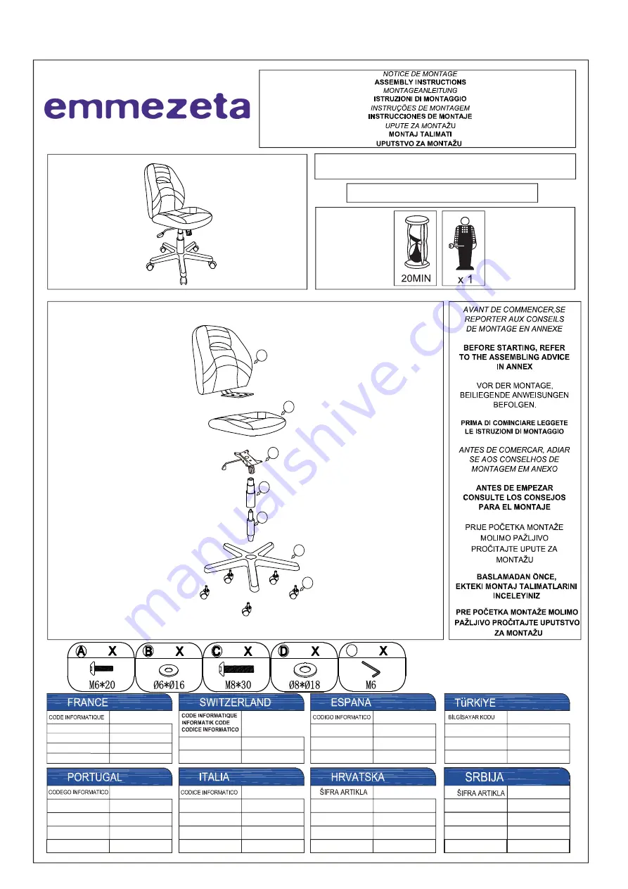 Emmezeta FY-2243 Assembly Instructions Manual Download Page 1