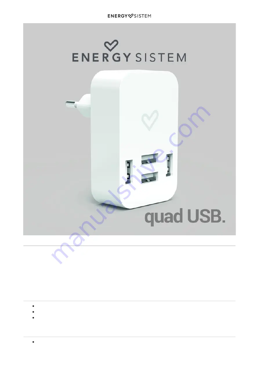 ENERGY SISTEM Home Charger 4.0A Quad USB Скачать руководство пользователя страница 3