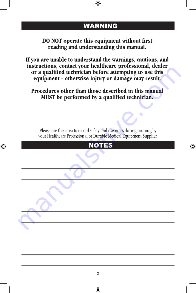 Enhanced Mobility Systems RollerAid FFOTS Safety Instructions & Operator'S Manual Download Page 2