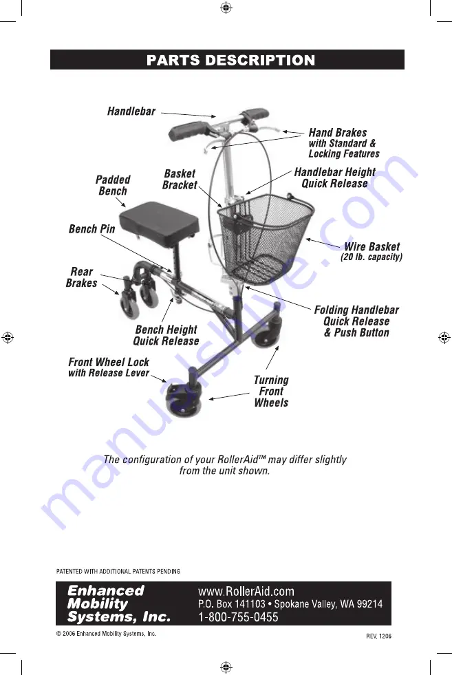 Enhanced Mobility Systems RollerAid FFOTS Safety Instructions & Operator'S Manual Download Page 20