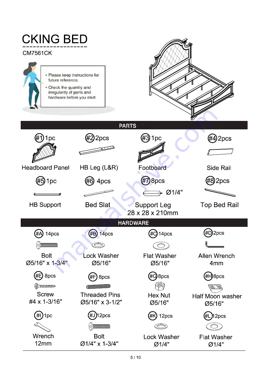 Enitial Lab Furniture of America CM7561CK Скачать руководство пользователя страница 5