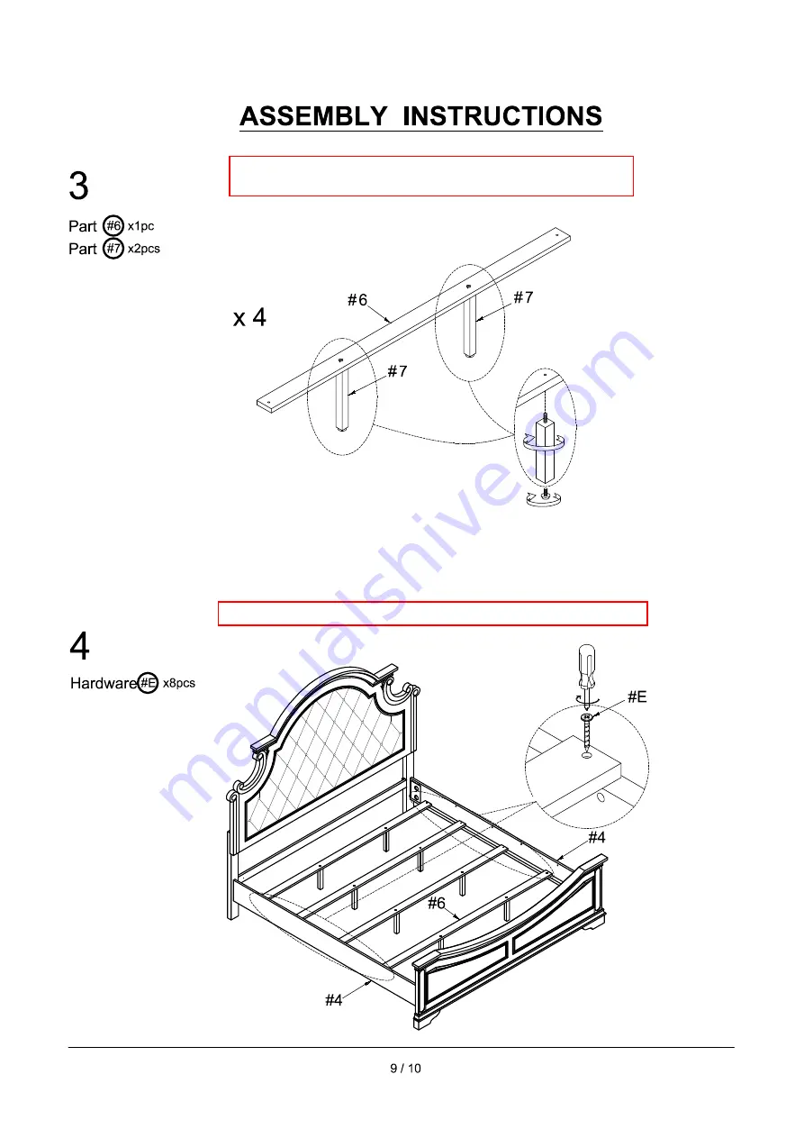 Enitial Lab Furniture of America CM7561CK Assembly Instructions Manual Download Page 9