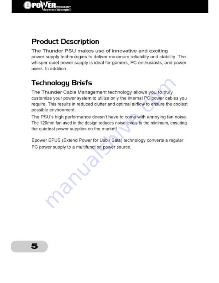 Epower Technology Thunder EP-500-TD2 Скачать руководство пользователя страница 7