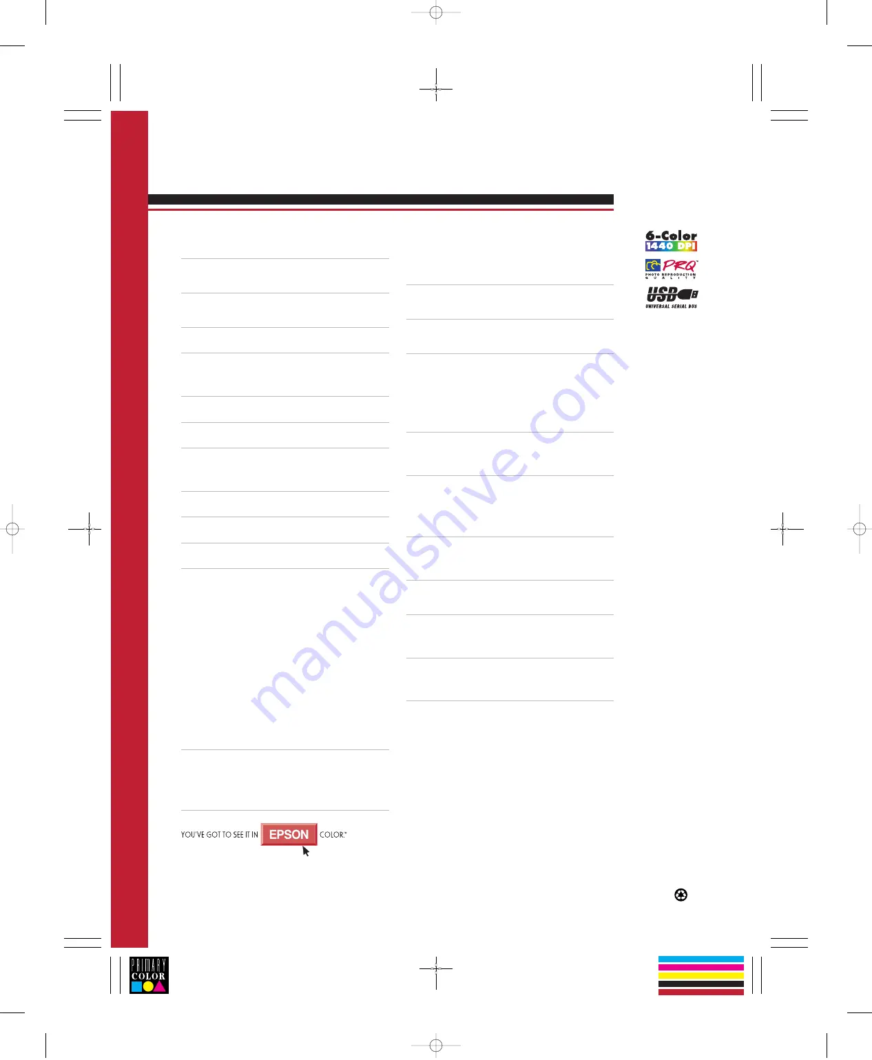 Epson 875DCS - Stylus Photo Color Inkjet Printer Specifications Download Page 2