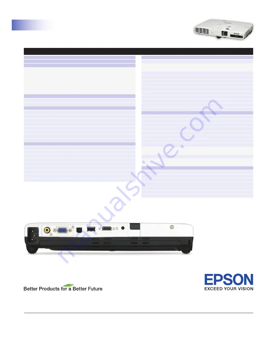 Epson EB-1776W Specifications Download Page 2