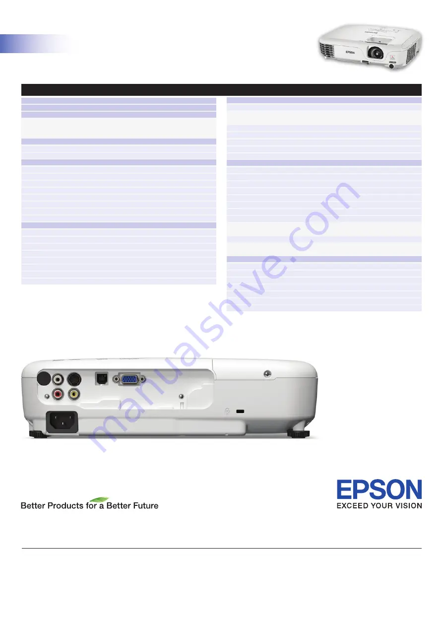 Epson EB-W110 Скачать руководство пользователя страница 2