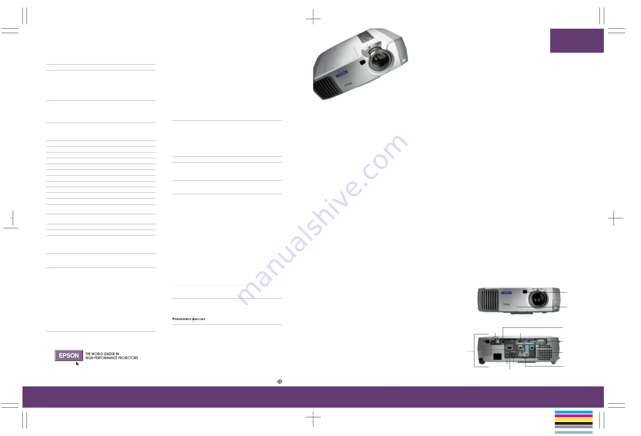 Epson PowerLite 600p Specifications Download Page 2