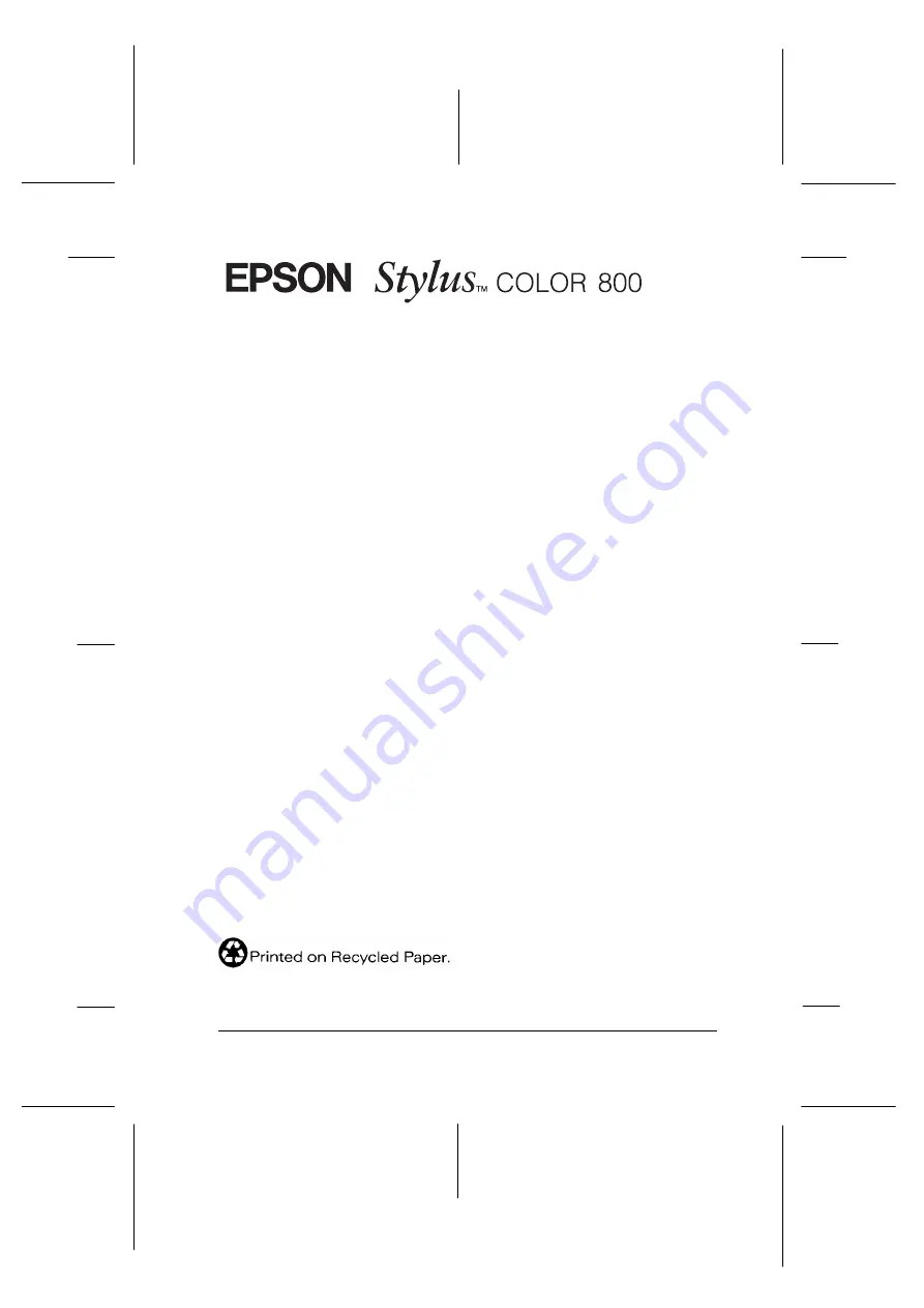 Epson Stylus Color 800 Скачать руководство пользователя страница 3